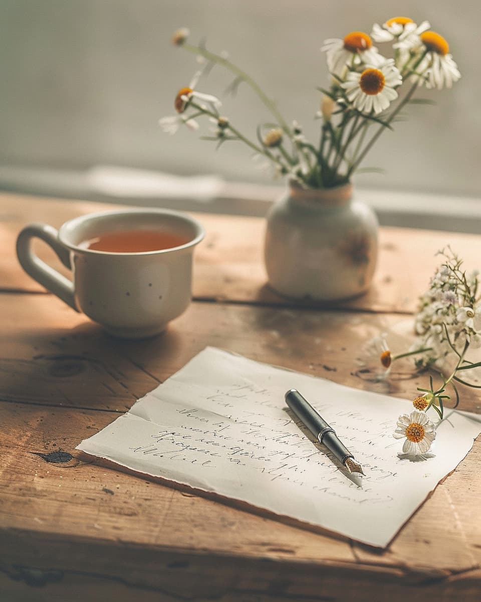 A handwritten letter on textured cream paper.